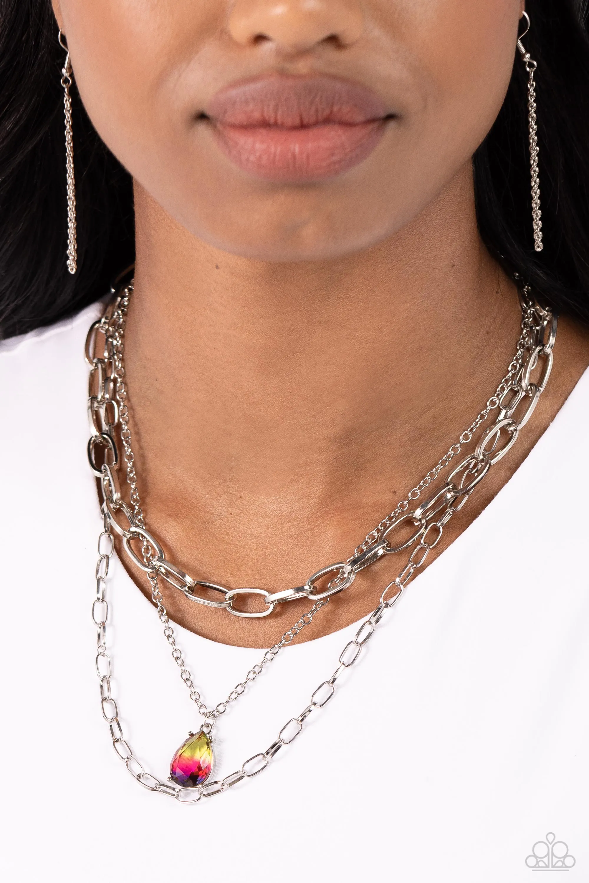 Paparazzi Teardrop Tiers Multi Choker Necklace & Earring Set