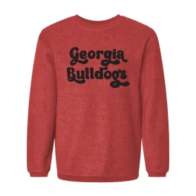 Pep Rally Crewneck Corded Fleece in University of Georgia