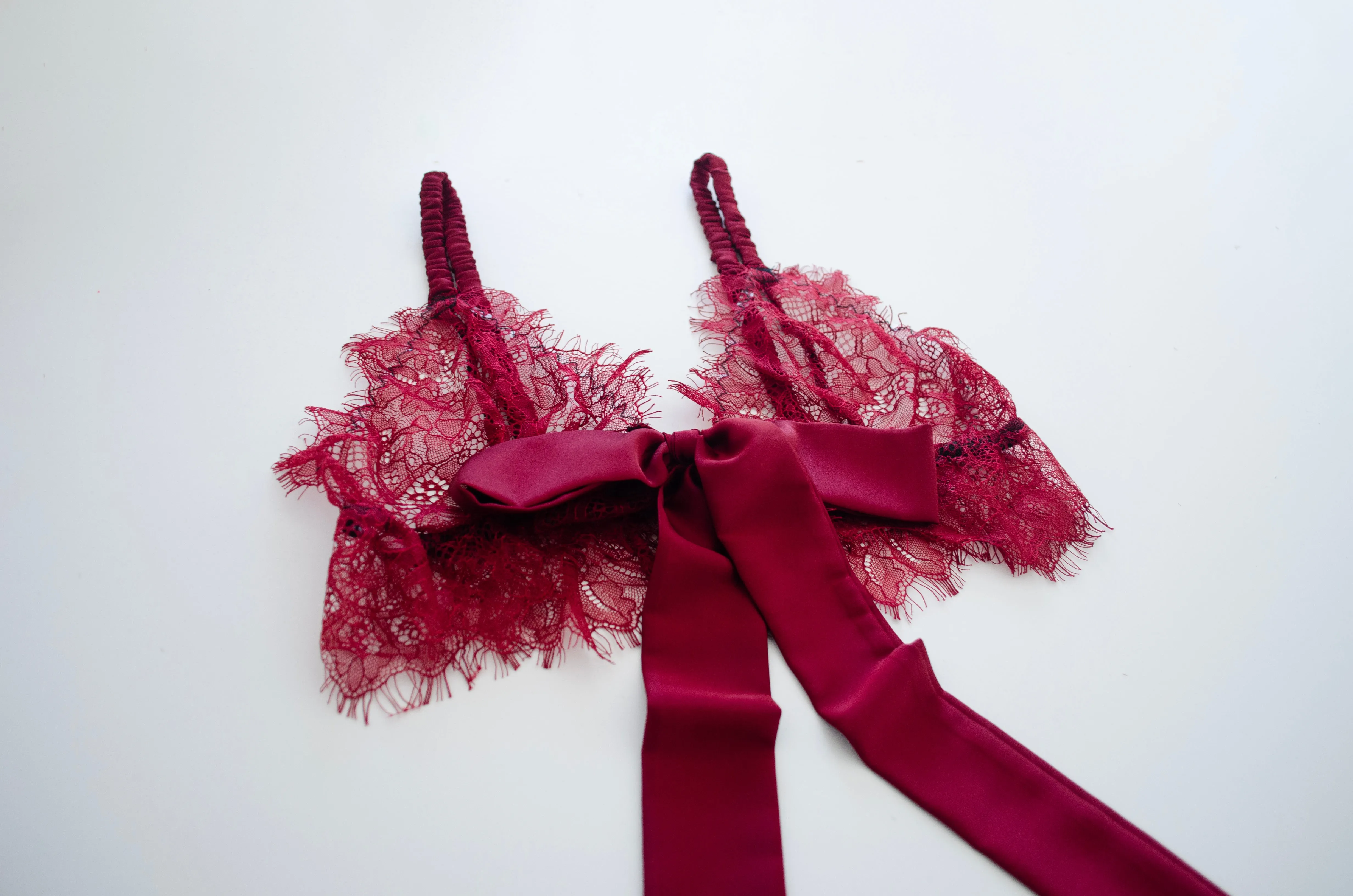 Pine Tie Side Lace Set - Wine