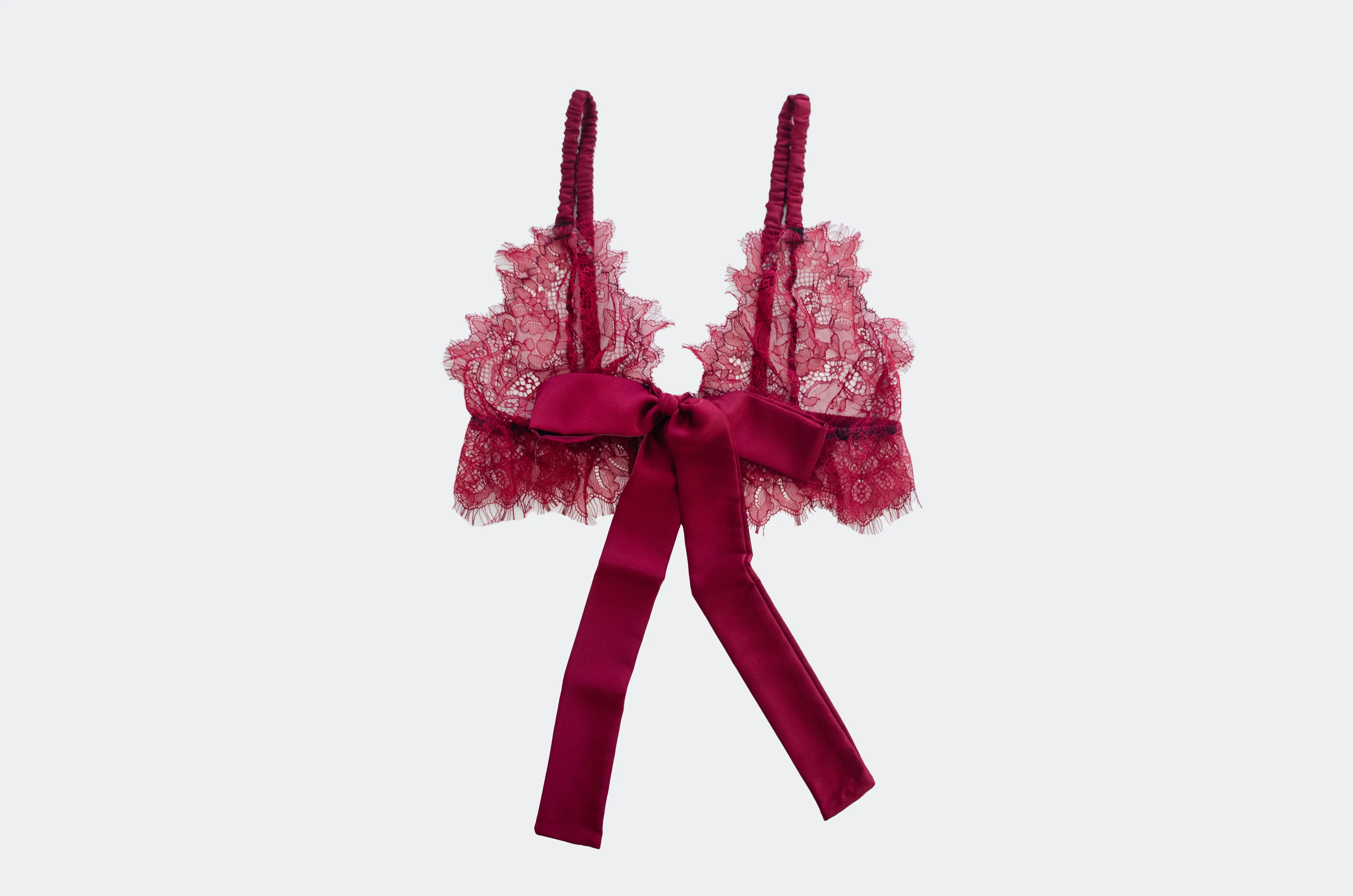 Pine Tie Side Lace Set - Wine