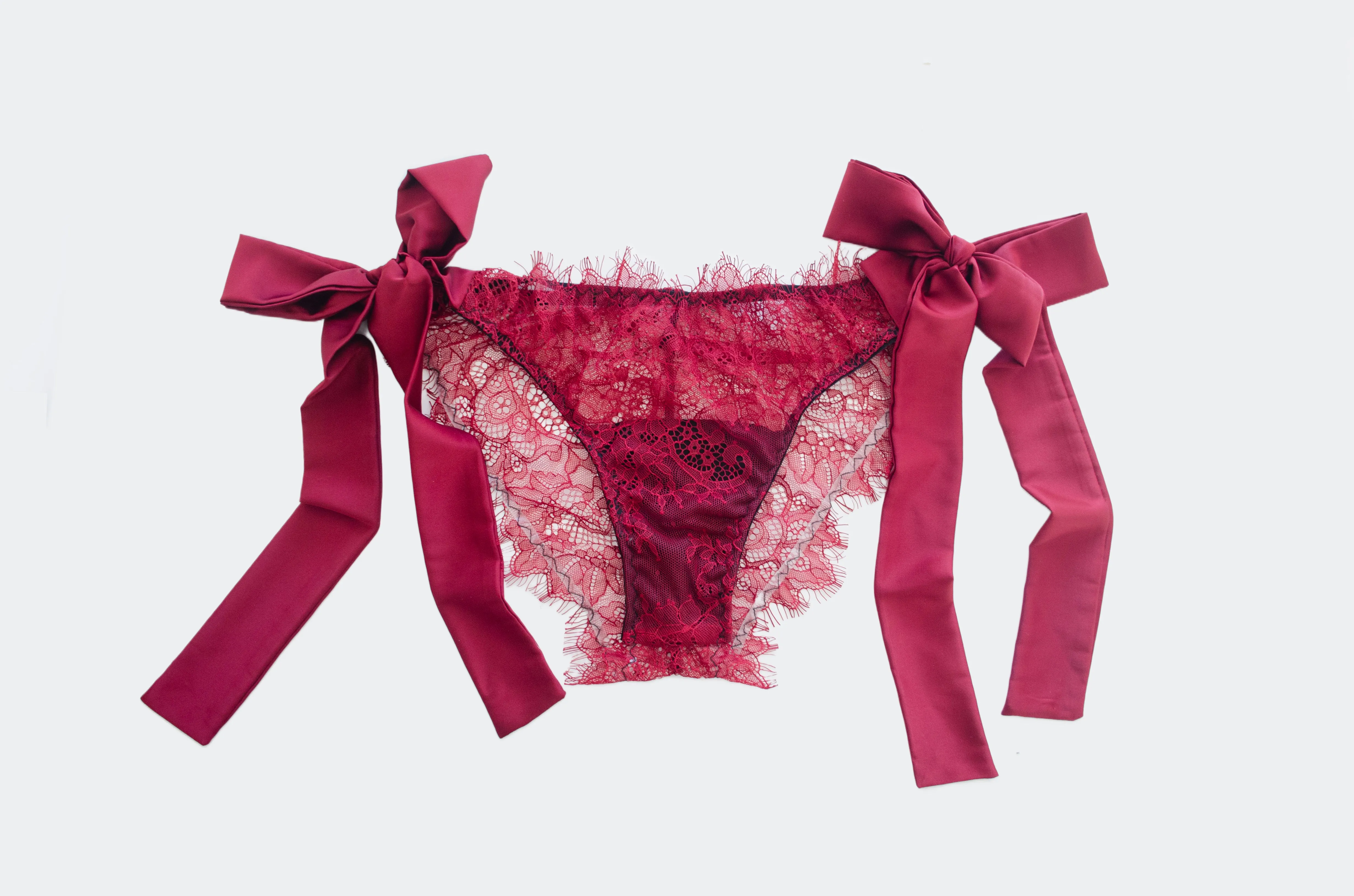 Pine Tie Side Lace Set - Wine