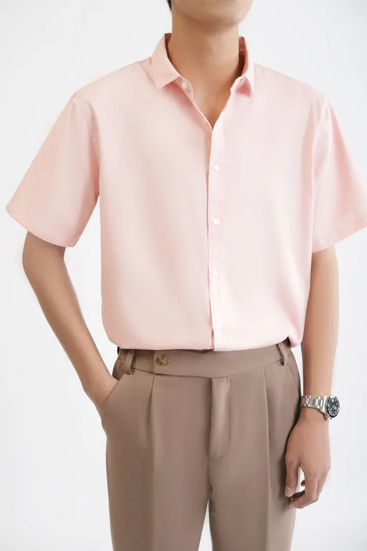 Pink Plain Short Sleeve Shirt 4303