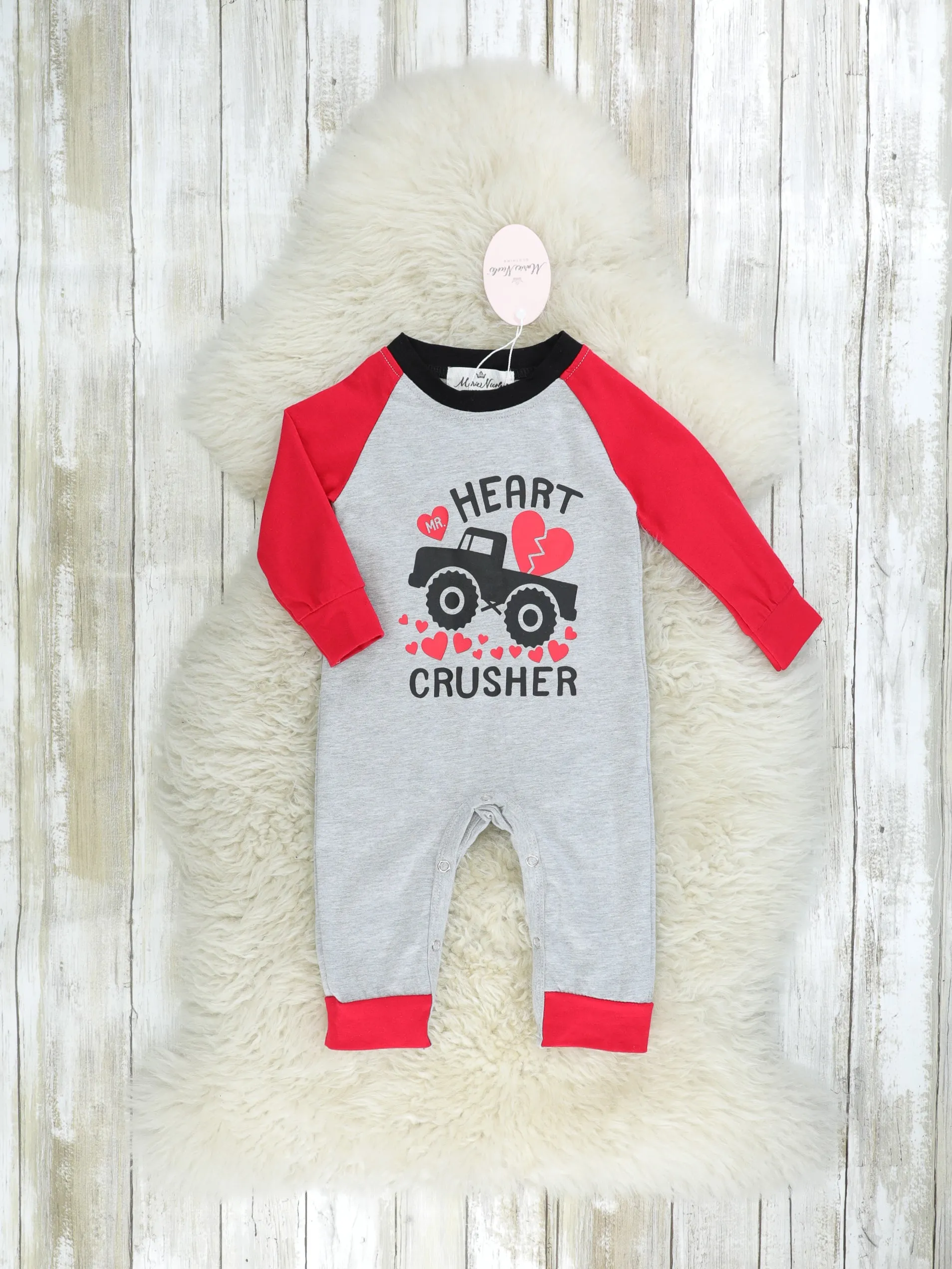 "Heart Crusher" Monster Truck Raglan Romper