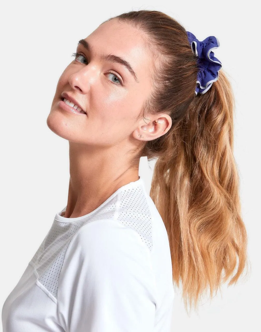 Reflective Scrunchie in Earth Blue