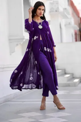 Sabita purple bhandhej anarkali set