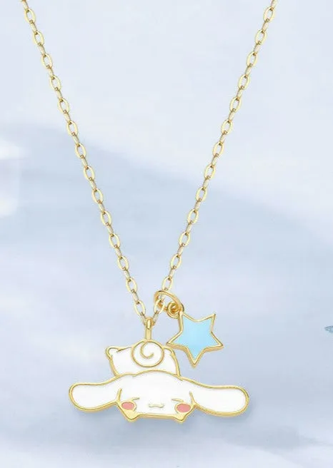 Sleep Tight My Melody & Cinnamoroll 925 sterling silver necklace - Tide Color x SANRIO