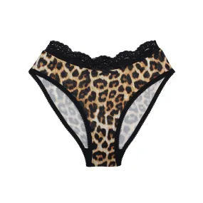 Sylvie Knickers Leopard Print with Lace Trim