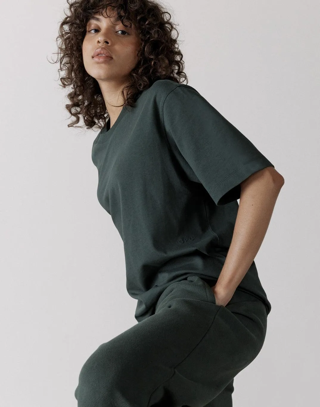 The Oversized Tee in Earth Green