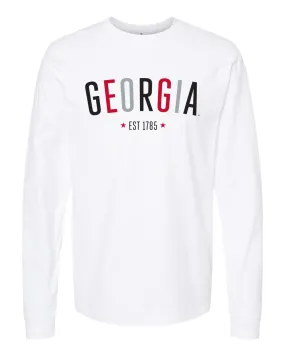 University of Georgia Star Arch Long Sleeve Tee in White